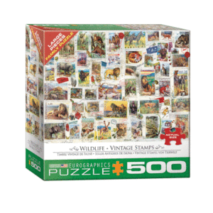 puzzle rompecabezas 500 piezas eurographics piezas xl grandes adulto mayor estampillas vintage wildlife leon