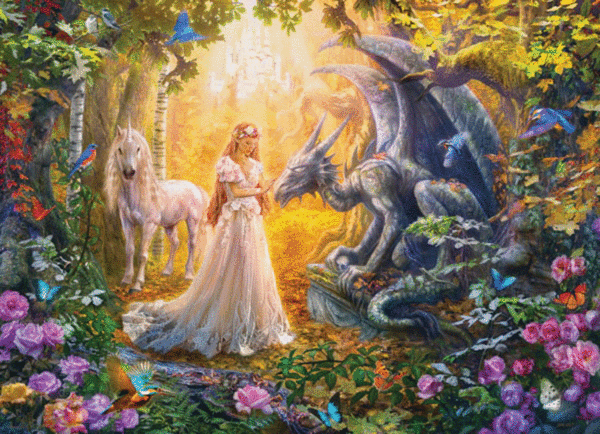 puzzle rompecabezas eurographics 300 piezas xl piezas el jardin de la princesa paisaje dragon unicornio