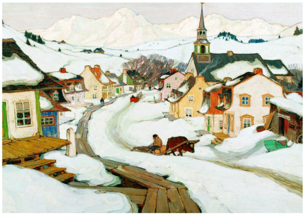 puzzle rompecabezas eurographics 1000 Gagnon -Village Laurentides obra de arte pintura