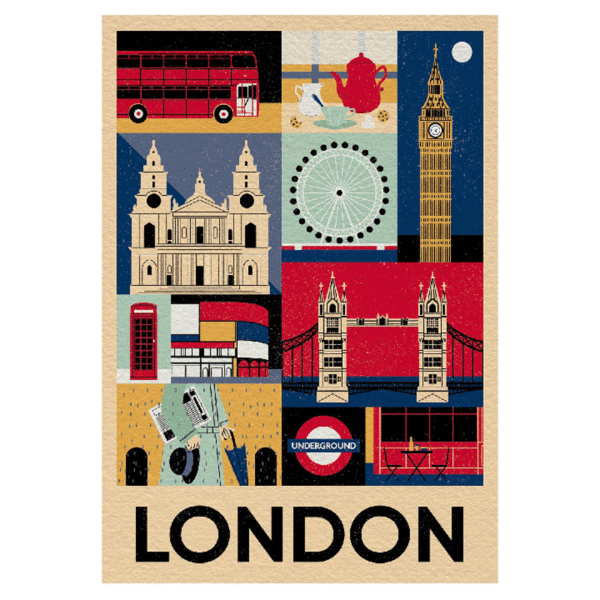 puzzle rompecabezas 1000 piezas postal estampilla paisaje londres london inglaterra reino unid