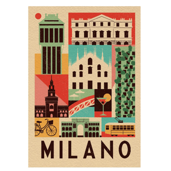 puzzle rompecabezas 1000 piezas postal estampilla paisaje milan italia