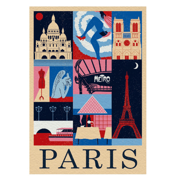 puzzle rompecabezas 1000 piezas postal estampilla paisaje paris francia