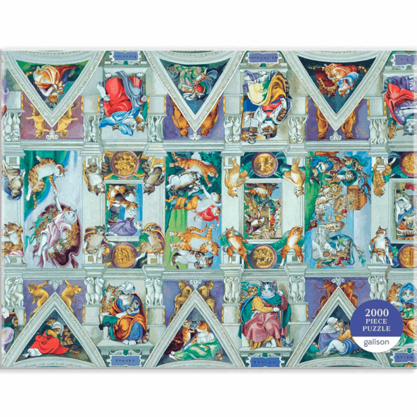 puzzle rompecabezas 2000 piezas cielo capilla sixtina obra de arte gato