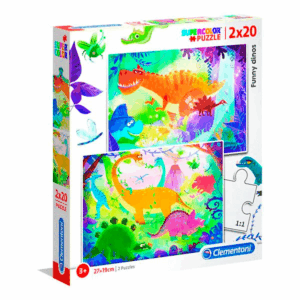 puzzle rompecabezas clementoni 2 x 20 dinos divertidos dinosaurios