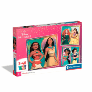 puzzle rompecabezas clementoni 3 x 48 piezas tienda talca princesas disney pocahontas moana blanca nieves merida bella aladin