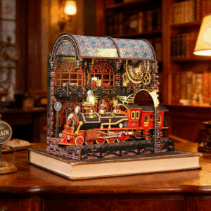 mini casita diy bricolage maqueta kit separador de libros libreria biblioteca zero plataforma 9 3/4 harry potter hogwarts
